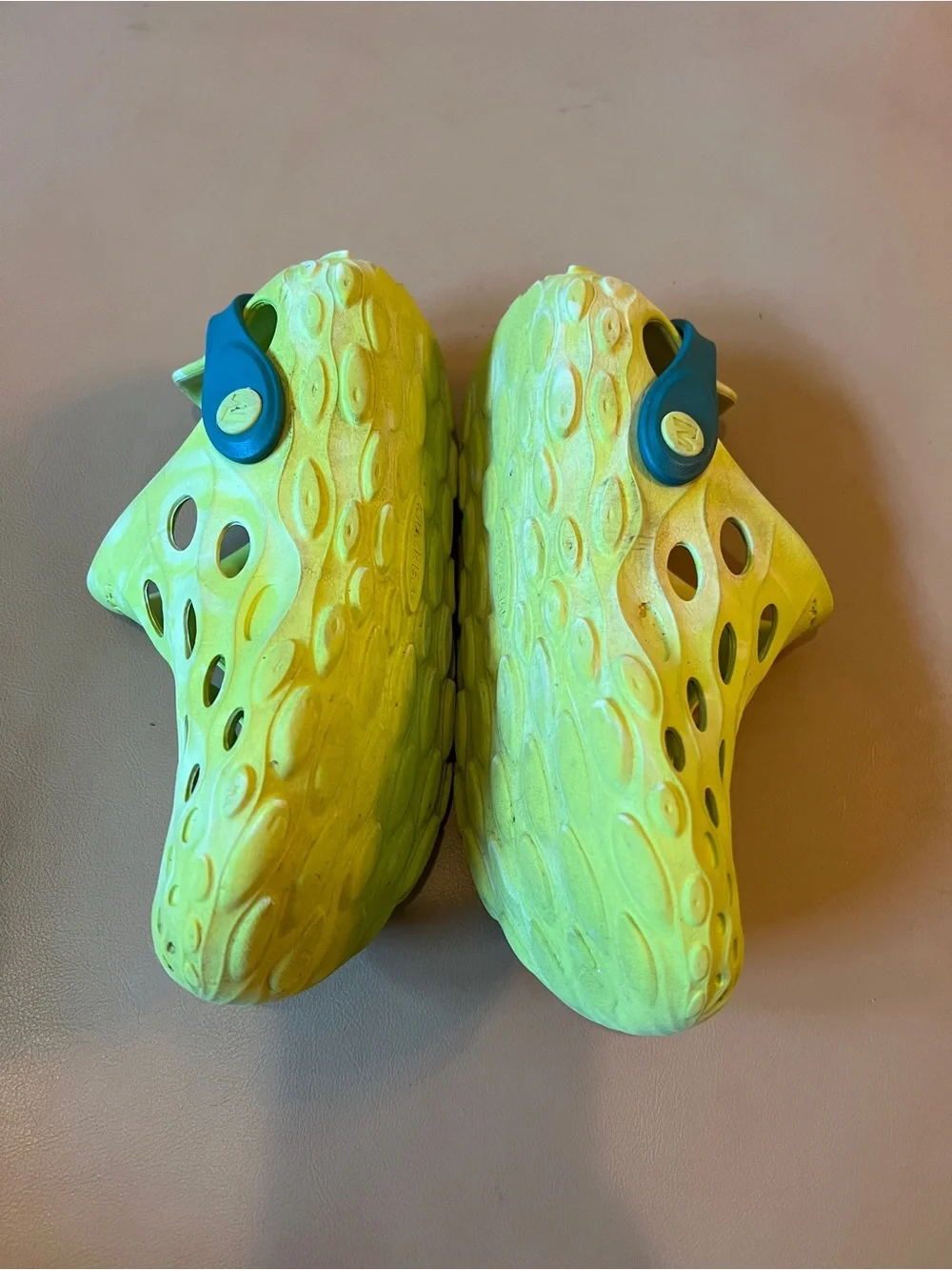 Merrell Hydro Moc Water Shoes Clogs Neon Yellow Blue Slip On Big Kids Size 1